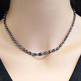 55.00 Carat Total Black Diamond Necklace in 14 Karat White Gold