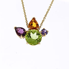 5.41 Carat Total Amethyst, Citrine, Peridot, Garnet Pendant Necklace In 14 K Y/G