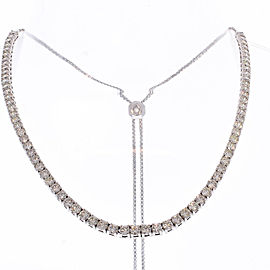 Heritage Gem Studio 6.60 Carat Total Diamond Adjustable Tennis Necklace in 14 Karat White Gold