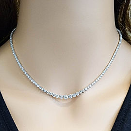 7.01 Carat Total Diamond Graduated Riviera Necklace in 18 Karat White Gold