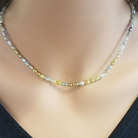 50 Carat Total Multi-Color Diamond Briolette Necklace in 14 Karat Yellow Gold