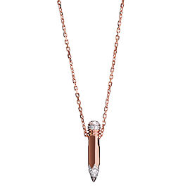 Tzuri 18k Rose Gold and Diamond Mini Vertical Necklace