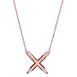 Tzuri 18k Rose Gold and Diamond X Necklace