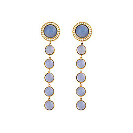 18K Yellow Gold Blue Chalcedony Stena Drop Earrings