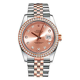 Rolex New Style Datejust Rose Two Tone Custom Diamond Bezel & Champagne Diamond Dial on Jubilee Bracelet