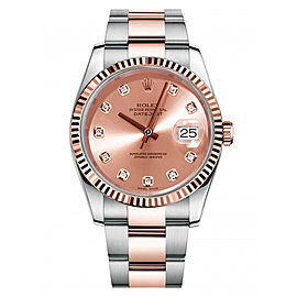 Rolex New Style Datejust Rose Two Tone Fluted Bezel & Champagne Diamond Dial on Oyster Bracelet