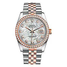 Rolex New Style Datejust Rose Two Tone Custom Diamond Bezel & Mother of Pearl Diamond Dial on Jubilee Bracelet