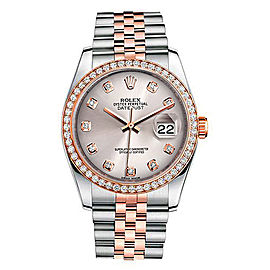 Rolex New Style Datejust Rose Two Tone Custom Diamond Bezel & Silver Diamond Dial on Jubilee Bracelet