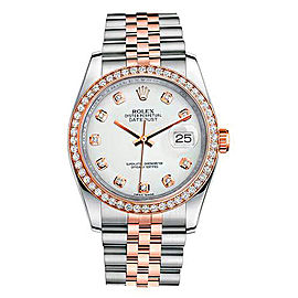 Rolex New Style Datejust Rose Two Tone Custom Diamond Bezel & White Diamond Dial on Jubilee Bracelet