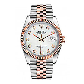 Rolex New Style Datejust Rose Two Tone Fluted Bezel & White Diamond Dial on Jubilee Bracelet