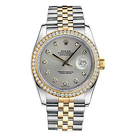 Rolex New Style Datejust Two Tone Custom Diamond Bezel & Silver Diamond Dial on Jubilee Bracelet