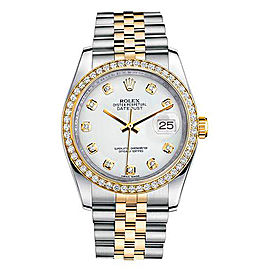 Rolex New Style Datejust Two Tone Custom Diamond Bezel & White Diamond Dial on Jubilee Bracelet