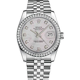 Rolex New Style Datejust Stainless Steel Custom Diamond Bezel & Mother of Pearl Diamond Dial on Jubilee Bracelet