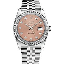 Rolex New Style Datejust Stainless Steel Custom Diamond Bezel & Pink Diamond Dial on Jubilee Bracelet