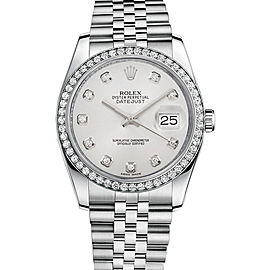 Rolex New Style Datejust Stainless Steel Custom Diamond Bezel & White Diamond Dial on Jubilee Bracelet