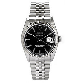 Rolex Men's Datejust Stainless Steel Black Index Dial