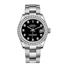 Rolex New Style Datejust Midsize Stainless Steel Custom Diamond Bezel & Diamond Dial on Oyster Bracelet