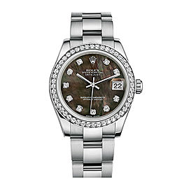 Rolex New Style Datejust Midsize Stainless Steel Custom Diamond Bezel & Diamond Dial on Oyster Bracelet