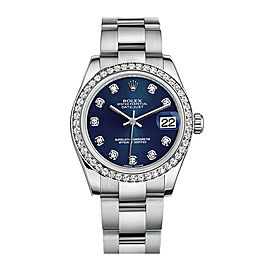 Rolex New Style Datejust Midsize Stainless Steel Custom Diamond Bezel & Diamond Dial on Oyster Bracelet