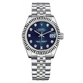 Rolex New Style Datejust Midsize Stainless Steel Fluted Bezel & Diamond Dial on Jubilee Bracelet