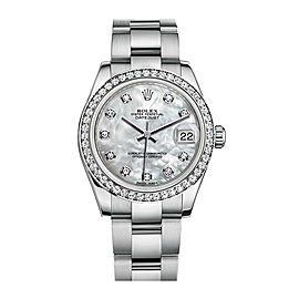 Rolex New Style Datejust Midsize Stainless Steel Custom Diamond Bezel & Diamond Dial on Oyster Bracelet