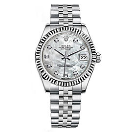 Rolex New Style Datejust Midsize Stainless Steel Fluted Bezel & Diamond Dial on Jubilee Bracelet