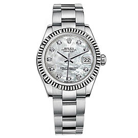 Rolex New Style Datejust Midsize Stainless Steel Fluted Bezel & Diamond Dial on Oyster Bracelet