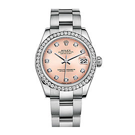 Rolex New Style Datejust Midsize Stainless Steel Custom Diamond Bezel & Diamond Dial on Oyster Bracelet