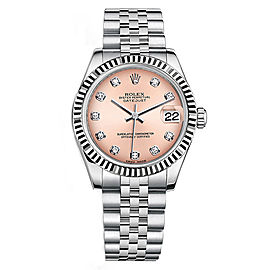 Rolex New Style Datejust Midsize Stainless Steel Fluted Bezel & Diamond Dial on Jubilee Bracelet