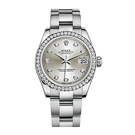 Rolex New Style Datejust Midsize Stainless Steel Custom Diamond Bezel & Diamond Dial on Oyster Bracelet