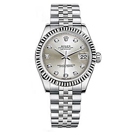 Rolex New Style Datejust Midsize Stainless Steel Fluted Bezel & Diamond Dial on Jubilee Bracelet