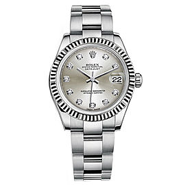 Rolex New Style Datejust Midsize Stainless Steel Fluted Bezel & Diamond Dial on Oyster Bracelet