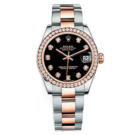 Rolex New Style Datejust Midsize Two Tone Custom Diamond Bezel & Diamond Dial on Oyster Bracelet