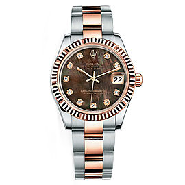 Rolex New Style Datejust Midsize Two Tone Custom Diamond Bezel & Diamond Dial on Oyster Bracelet