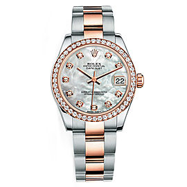 Rolex New Style Datejust Midsize Two Tone Custom Diamond Bezel & Diamond Dial on Oyster Bracelet