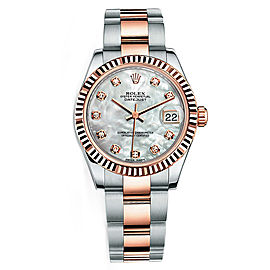 Rolex New Style Datejust Midsize Two Tone Custom Diamond Bezel & Diamond Dial on Oyster Bracelet