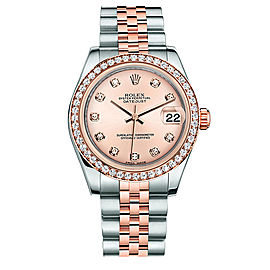 Rolex New Style Datejust Midsize Two Tone Custom Diamond Bezel & Diamond Dial on Jubilee Bracelet