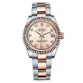 Rolex New Style Datejust Midsize Two Tone Custom Diamond Bezel & Diamond Dial on Oyster Bracelet