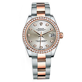 Rolex New Style Datejust Midsize Two Tone Custom Diamond Bezel & Diamond Dial on Oyster Bracelet