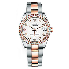 Rolex New Style Datejust Midsize Two Tone Custom Diamond Bezel & Diamond Dial on Oyster Bracelet