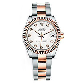 Rolex New Style Datejust Midsize Two Tone Custom Diamond Bezel & Diamond Dial on Oyster Bracelet