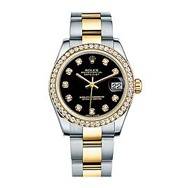 Rolex New Style Datejust Midsize Two Tone Custom Diamond Bezel & Diamond Dial on Oyster Bracelet