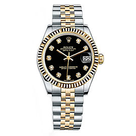 Rolex New Style Datejust Midsize Two Tone Fluted Bezel & Diamond Dial on Jubilee Bracelet