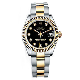 Rolex New Style Datejust Midsize Two Tone Fluted Bezel & Diamond Dial on Oyster Bracelet