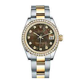 Rolex New Style Datejust Midsize Two Tone Custom Diamond Bezel & Diamond Dial on Oyster Bracelet