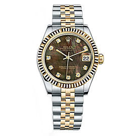 Rolex New Style Datejust Midsize Two Tone Fluted Bezel & Diamond Dial on Jubilee Bracelet