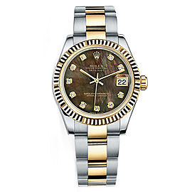 Rolex New Style Datejust Midsize Two Tone Fluted Bezel & Diamond Dial on Oyster Bracelet