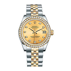 Rolex New Style Datejust Midsize Two Tone Custom Diamond Bezel & Diamond Dial on Jubilee Bracelet