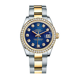 Rolex New Style Datejust Midsize Two Tone Custom Diamond Bezel & Diamond Dial on Oyster Bracelet