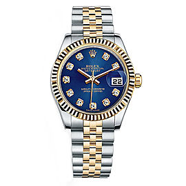 Rolex New Style Datejust Midsize Two Tone Fluted Bezel & Diamond Dial on Jubilee Bracelet